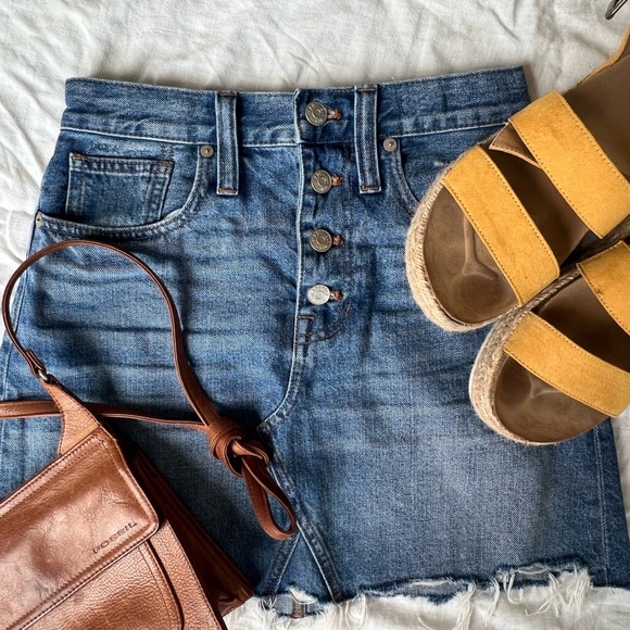 Madewell button front rigid A-line denim skirt women's size 25 - Picture 4 of 10